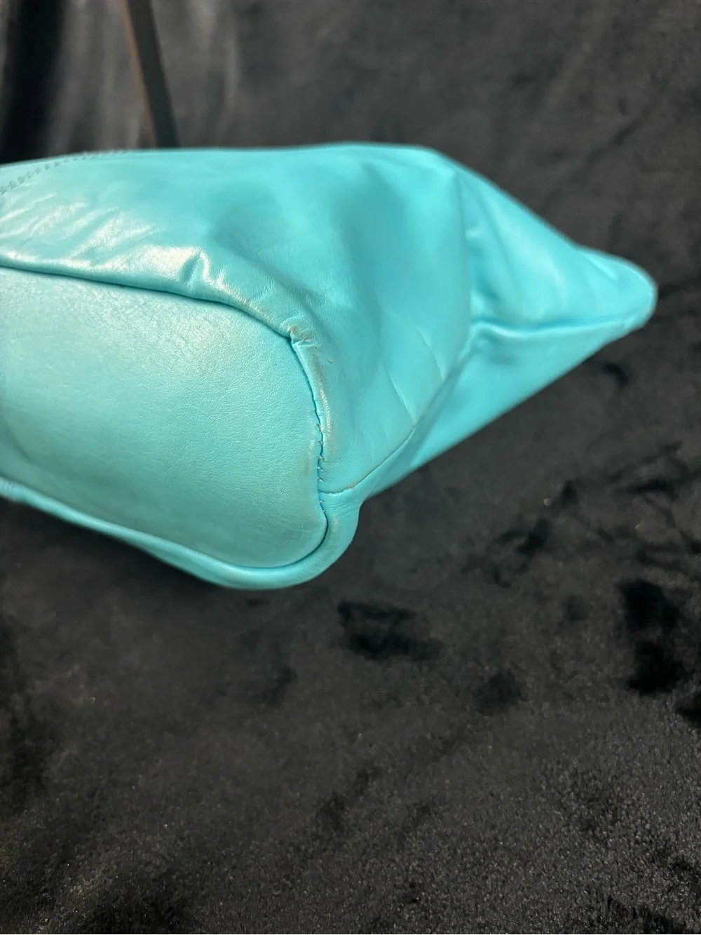 Vintage Toni Genuine Leather Turquoise Shoulder Tote Bag Y2K Aqua